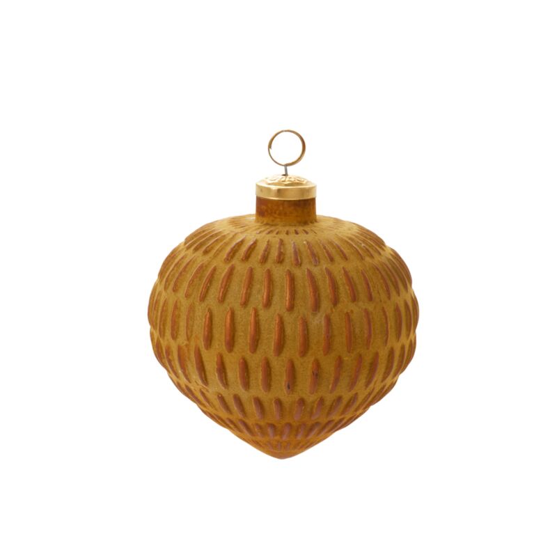 Design Shop Gold Nutmeg Ornament Single Bauble, 4.75" X 4.75", Set of 2.