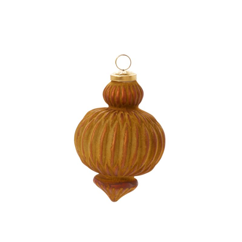Design Shop Gold Nutmeg Ornament Double Bauble, 3.5" X 5.5", Set of 2.