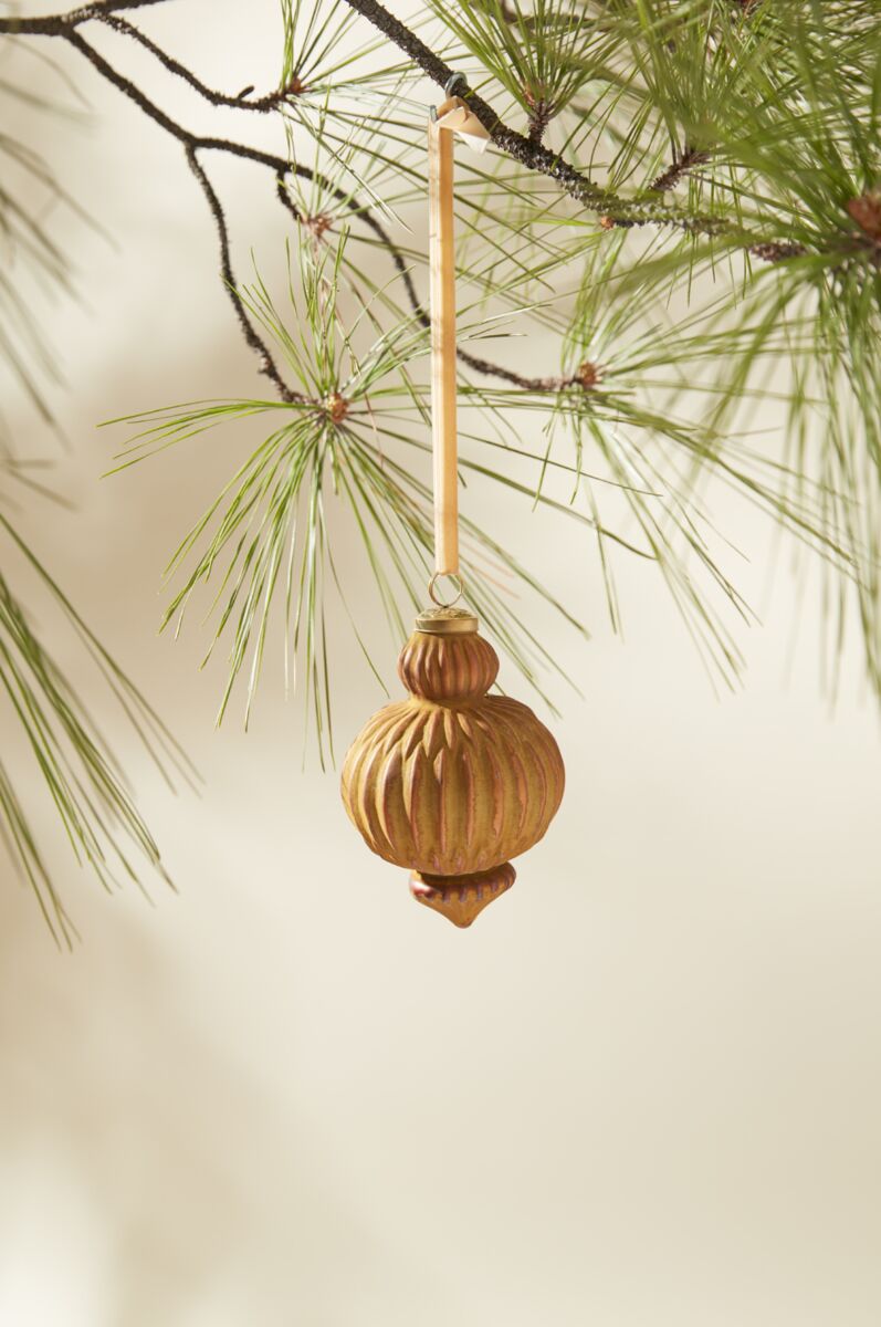 Design Shop Gold Nutmeg Ornament Double Bauble, 3.5" X 5.5", Set of 2.