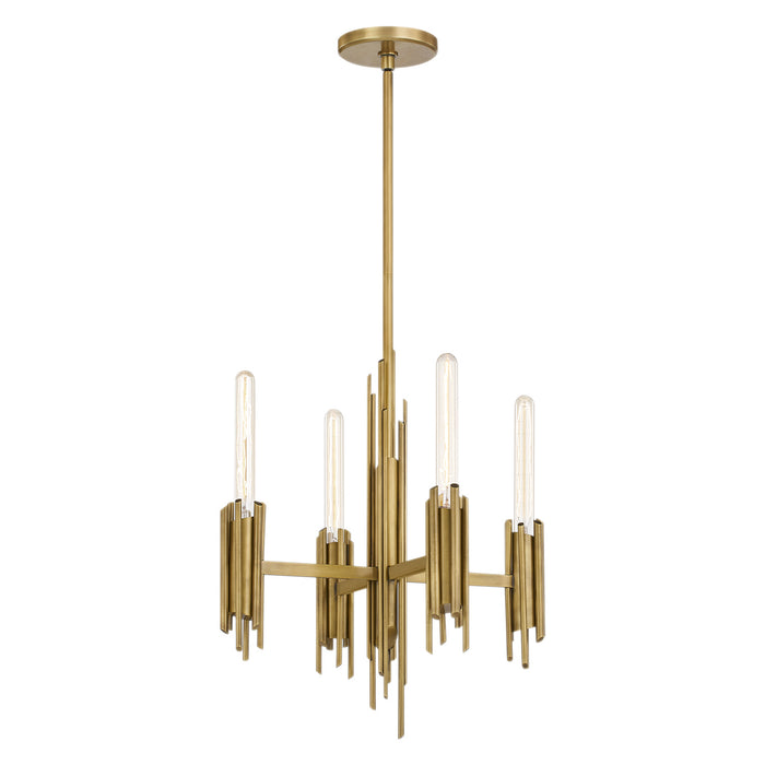 Alora Four Light Chandelier from the Torres collection in Matte Black|Polished Nickel|Vintage Brass finish