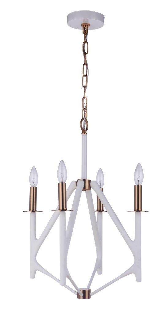 Craftmade - 55534-MWWSB - Four Light Foyer Pendant - The Reserve - Matte White / Satin Brass