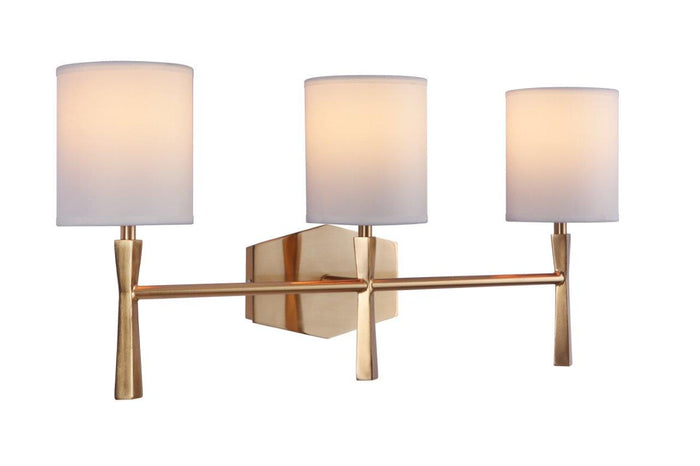 Craftmade Three Light Vanity from the Chatham collection in Satin Brass finish
