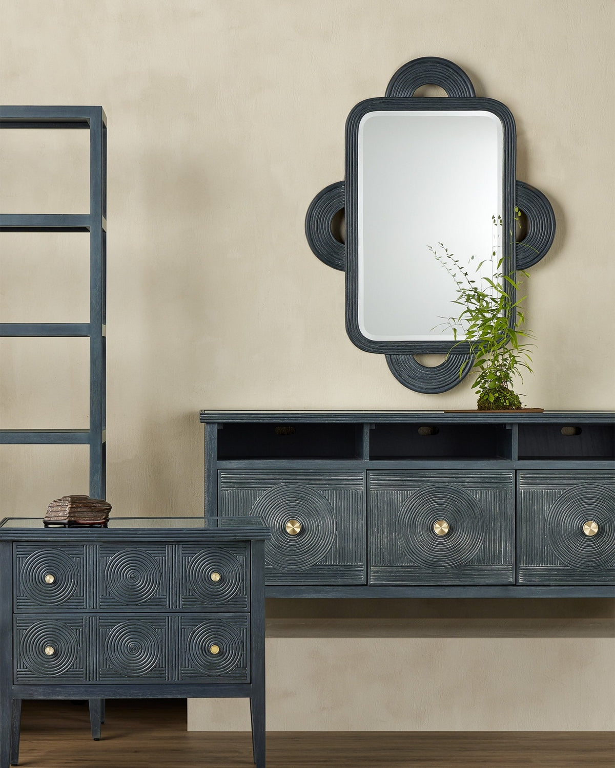 Currey and Company - 1000-0126 - Mirror - Santos - Vintage Navy