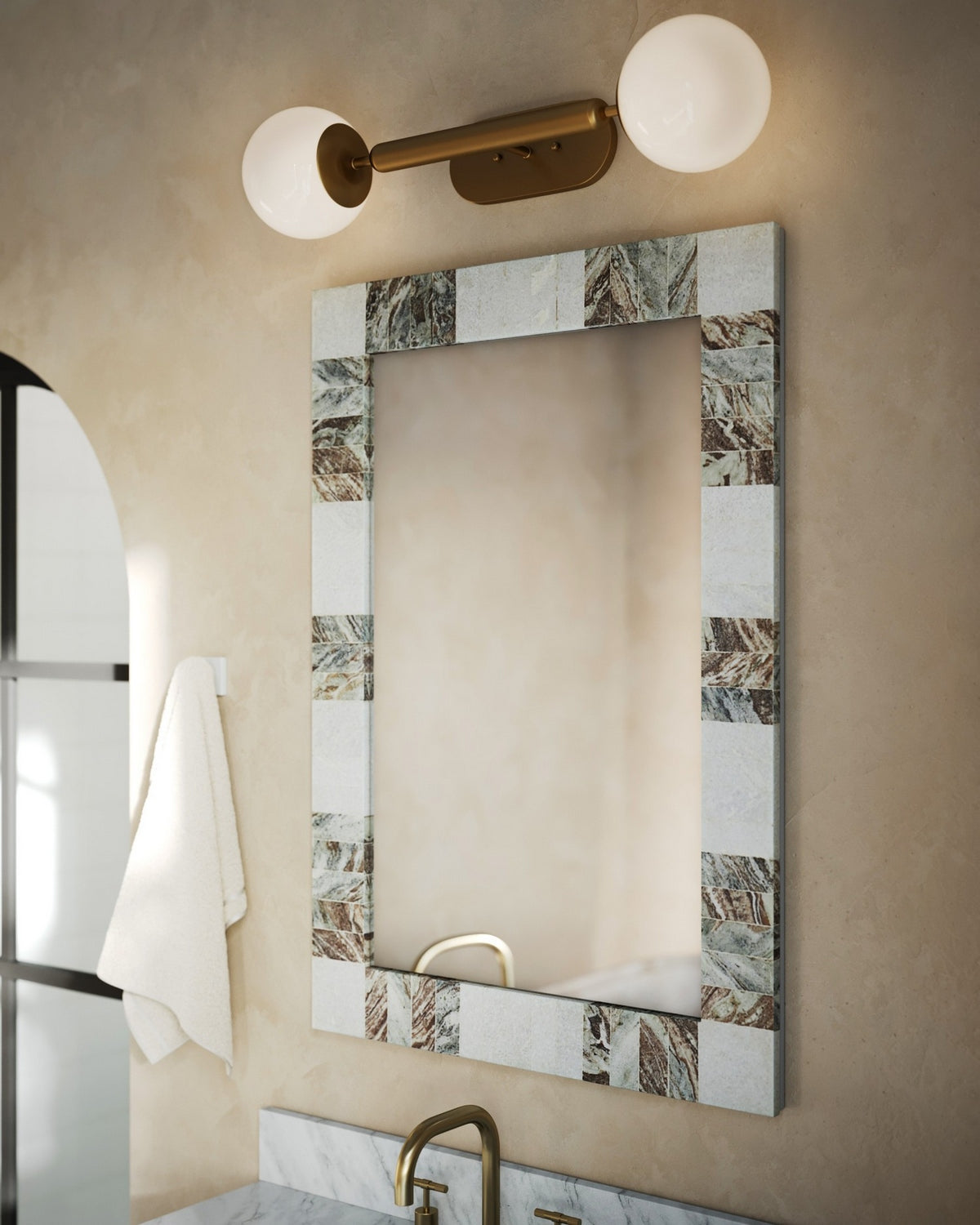 Currey and Company - 1000-0132 - Mirror - Elena - White/Brown