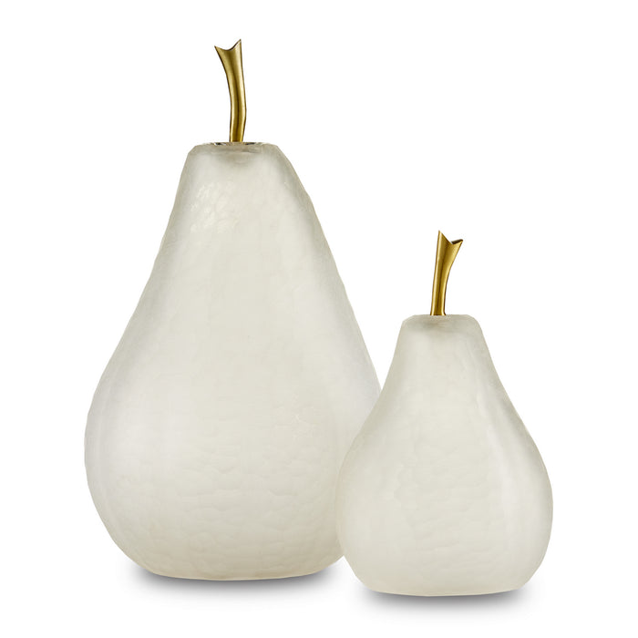 Currey and Company - 1200-0641 - Pear Set of 2 - Glass Pear Set of 2 - Matte Frost/Brass