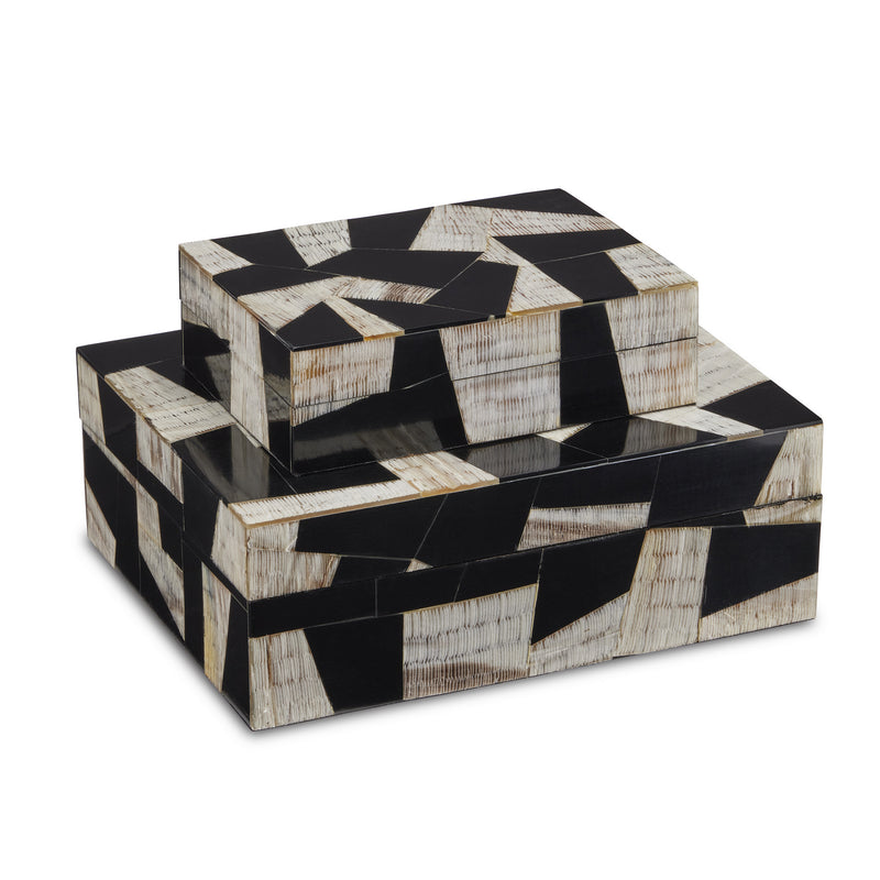 Currey and Company Box Set of 2 from the Bindu collection in Natural/Black/Linen finish