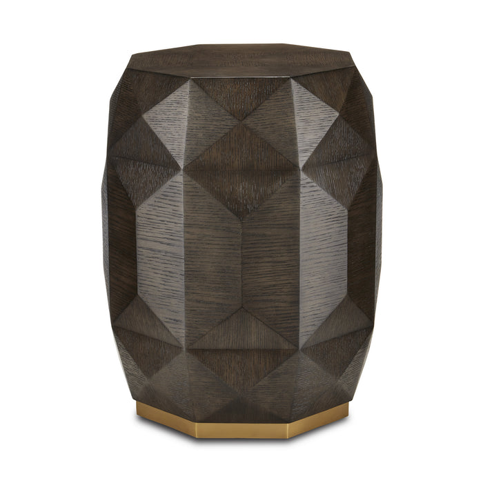 Currey and Company Accent Table from the Kendall collection in Dove Gray/Polished Brass finish