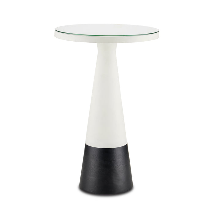 Currey and Company Accent Table from the Tondo collection in White/Black finish