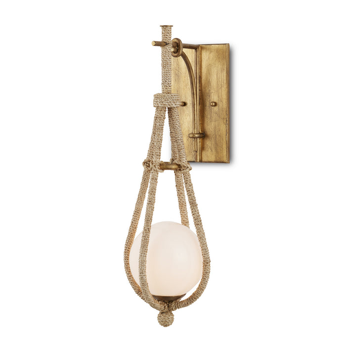 Currey and Company One Light Wall Sconce from the Passageway collection in Natural/Gold/White finish