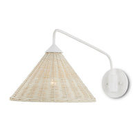 Currey and Company - 5000-0219 - One Light Wall Sconce - Basket - White/Bleached Natural