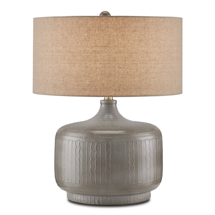Currey and Company One Light Table Lamp from the Alameda collection in Gray/Polished Brass finish
