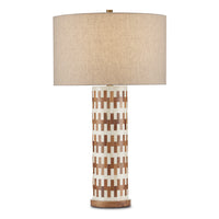 Currey and Company - 6000-0824 - One Light Table Lamp - Tia Collection - White/Natural/Antique Brass