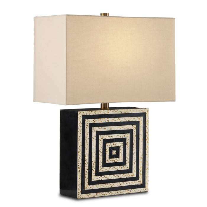 Currey and Company One Light Table Lamp from the Taurus collection in Black/Natural/Antique Brass finish