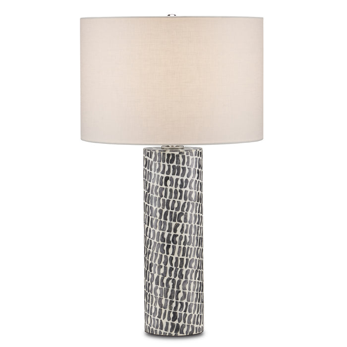 Currey and Company One Light Table Lamp from the Charcoal collection in Gray/White/Polished Nickel finish