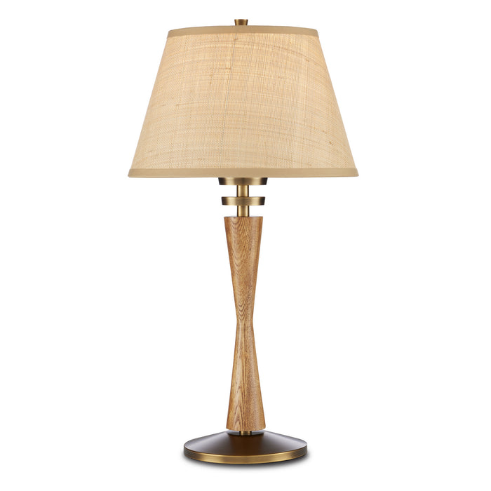 Currey and Company One Light Table Lamp from the Woodville collection in Classic Honey/Antique Brass finish