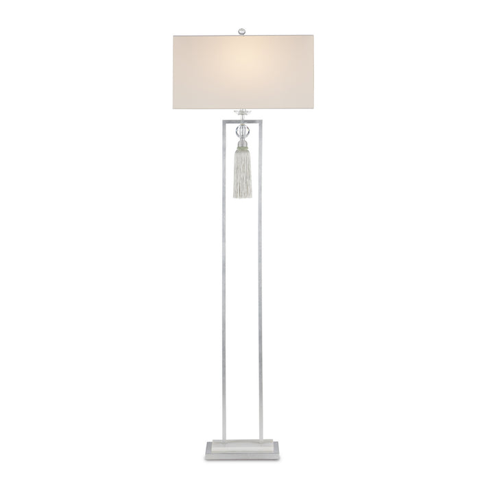 Currey and Company One Light Floor Lamp from the Vitale collection in Silver Leaf/Clear/Silver/White finish