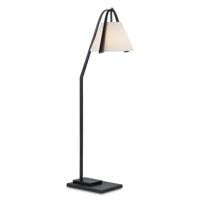 Currey and Company One Light Floor Lamp from the Frey collection in Satin Black/Brushed Brown finish