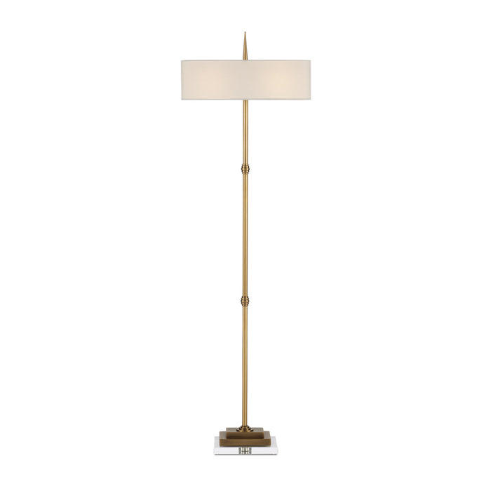 Currey and Company Two Light Floor Lamp from the Caldwell collection in Antique Brass/Clear finish