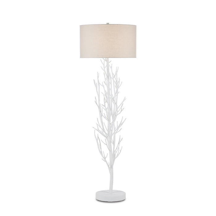 Currey and Company One Light Floor Lamp from the Twig collection in Gesso White finish