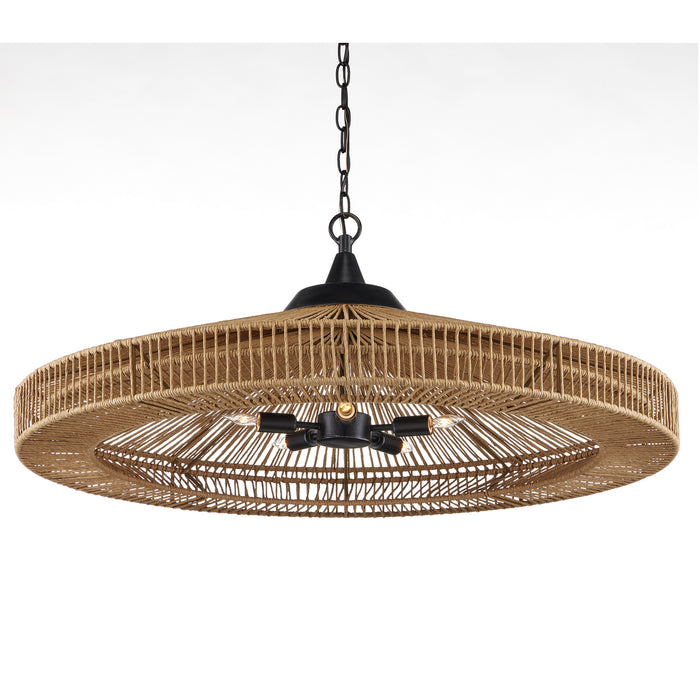 Currey and Company Five Light Chandelier from the Maldives collection in Natural/Satin Black finish