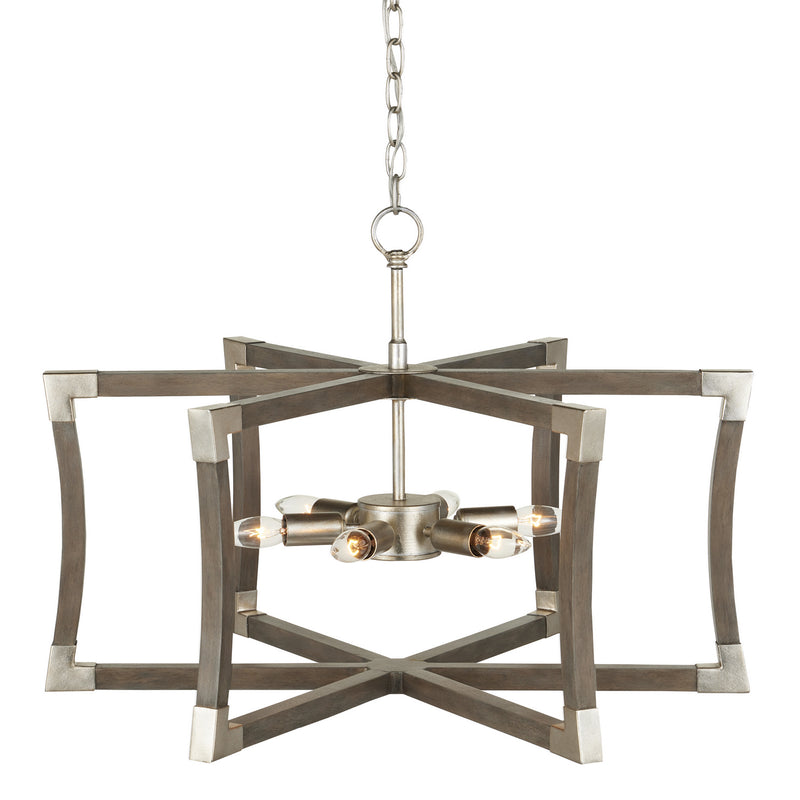 Currey and Company - 9000-0968 - Six Light Lantern - Bastian Collection - Chateau Gray/Contemporary Silver Leaf