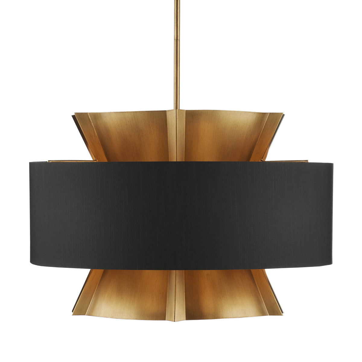 Currey and Company - 9000-0970 - Six Light Chandelier - Oxenwood Brass & Black Chandelier - Brass/Black