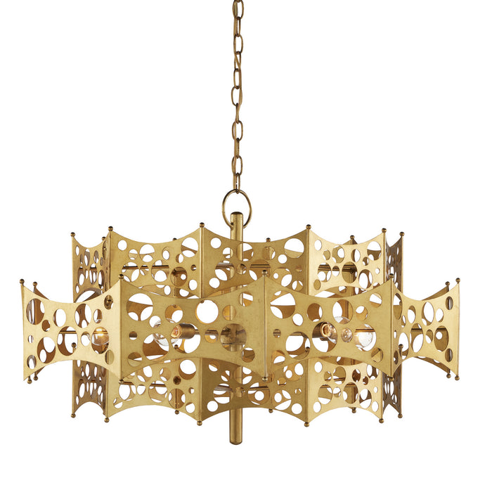 Currey and Company Five Light Chandelier from the Emmental collection in Contemporary Gold Leaf finish