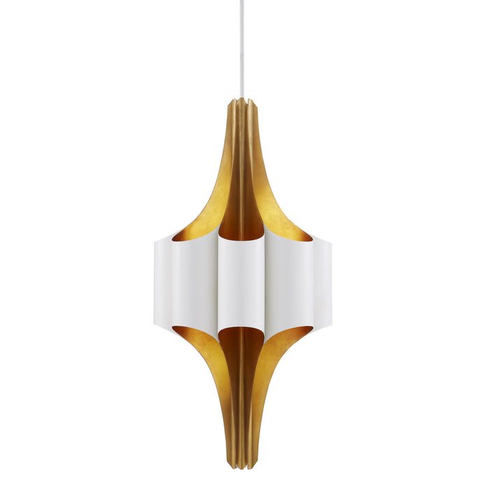 Currey and Company Eight Light Chandelier from the Concordia collection in Contemporary Gold Leaf/Gesso White finish