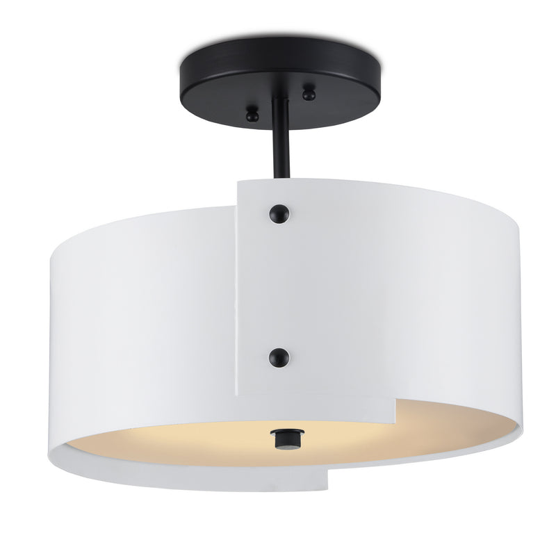 Currey and Company - 9000-0982 - LED Semi-Flush Mount - Ritsu - Sugar White/Satin Black