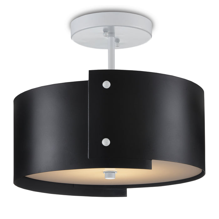 Currey and Company LED Semi-Flush Mount from the Ritsu collection in Blacksmith/Sugar White finish
