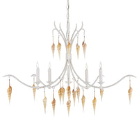 Currey and Company Five Light Chandelier from the Arcachon collection in Crushed Shell/Natural/Vanilla finish