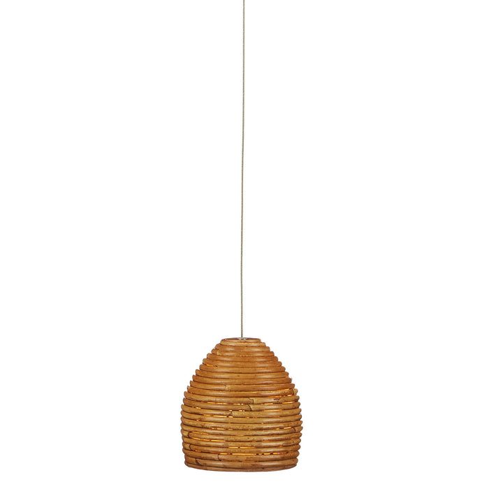 Currey and Company One Light Pendant from the Beehive collection in Natural Rattan/Silver finish