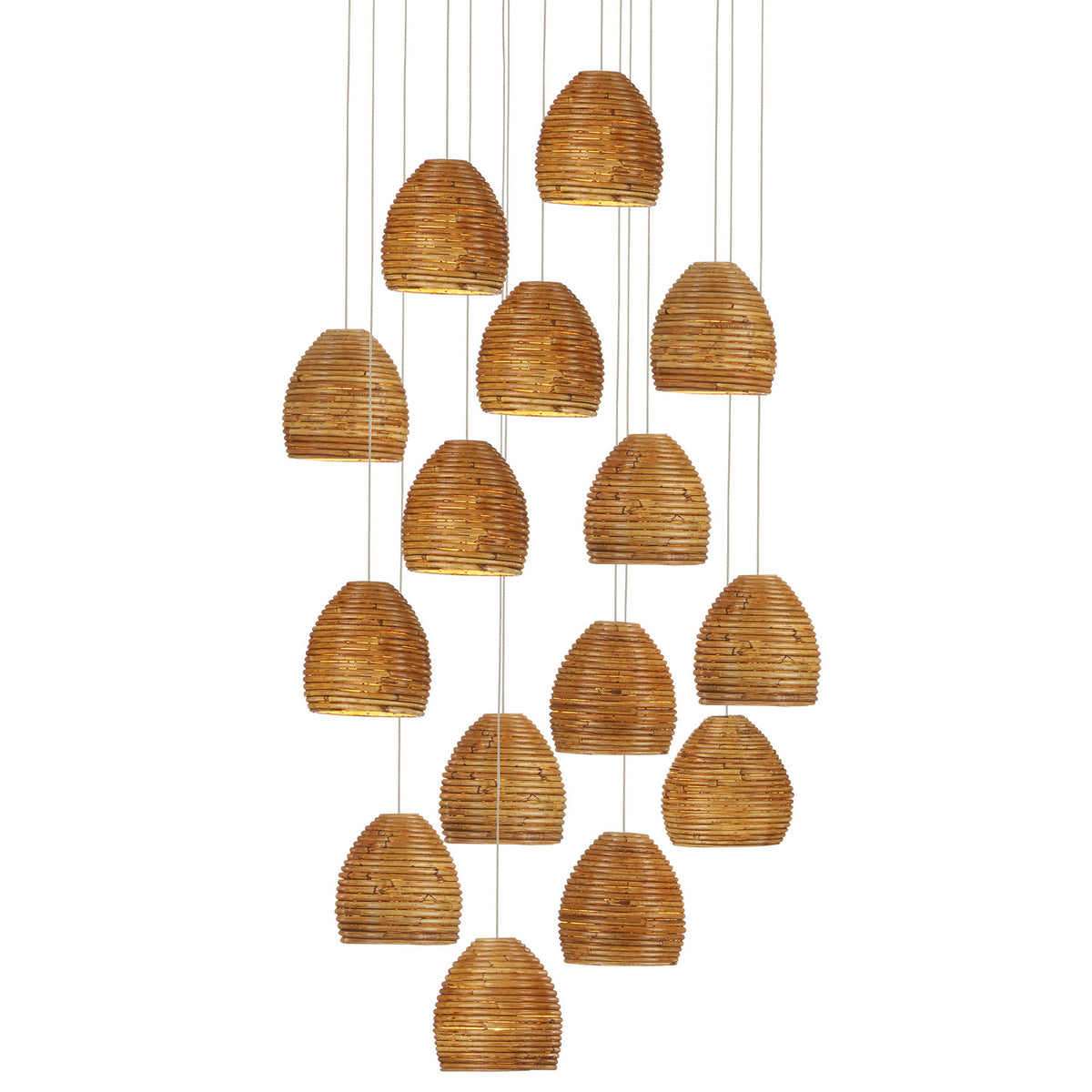 Currey and Company 15 Light Pendant from the Beehive collection in Natural finish