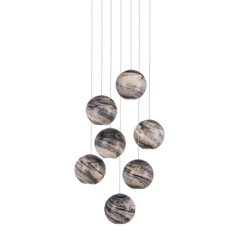 Currey and Company - 9000-1007 - Seven Light Pendant - Palatino Collection - Earth with Speckles