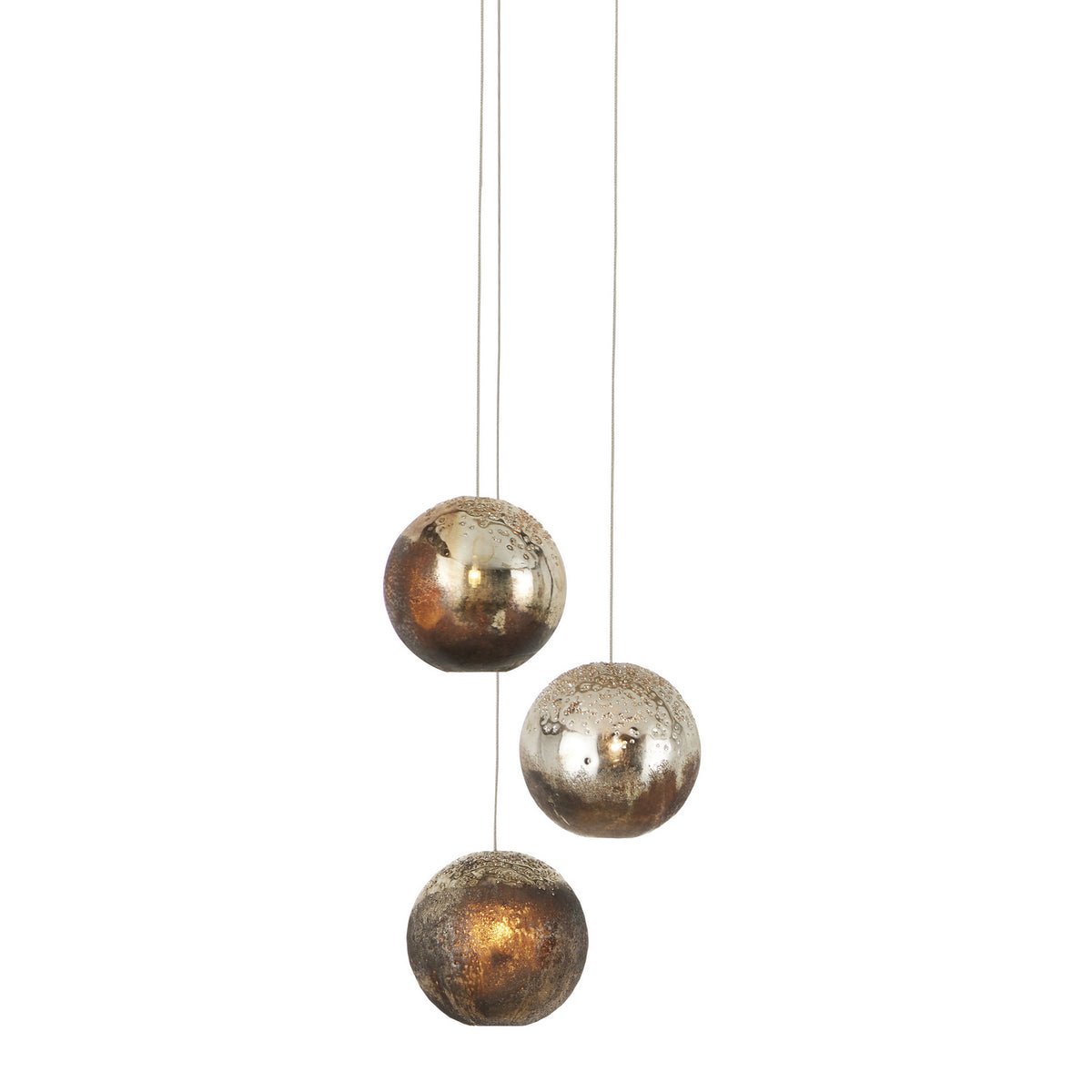 Currey and Company - 9000-1013 - Three Light Pendant - Pathos Collection - Antique Silver/Antique Gold/Matte Charcoal