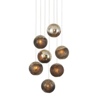 Currey and Company - 9000-1014 - Seven Light Pendant - Pathos Collection - Antique Silver/Antique Gold/Matte Charcoal