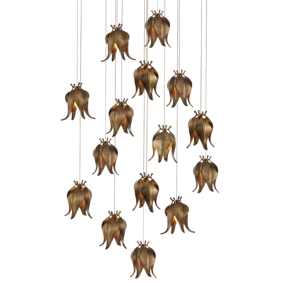 Currey and Company - 9000-1022 - 15 Light Pendant - Iota Collection - Antique Brass