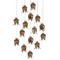 Currey and Company - 9000-1022 - 15 Light Pendant - Iota Collection - Antique Brass