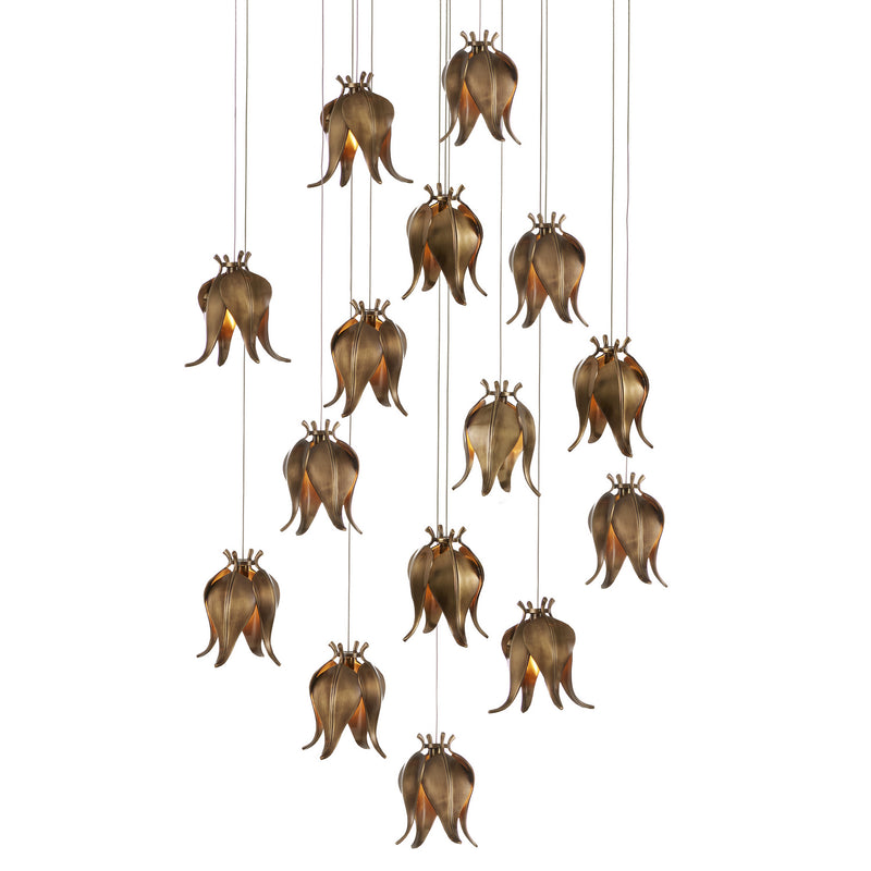 Currey and Company - 9000-1022 - 15 Light Pendant - Iota Collection - Antique Brass