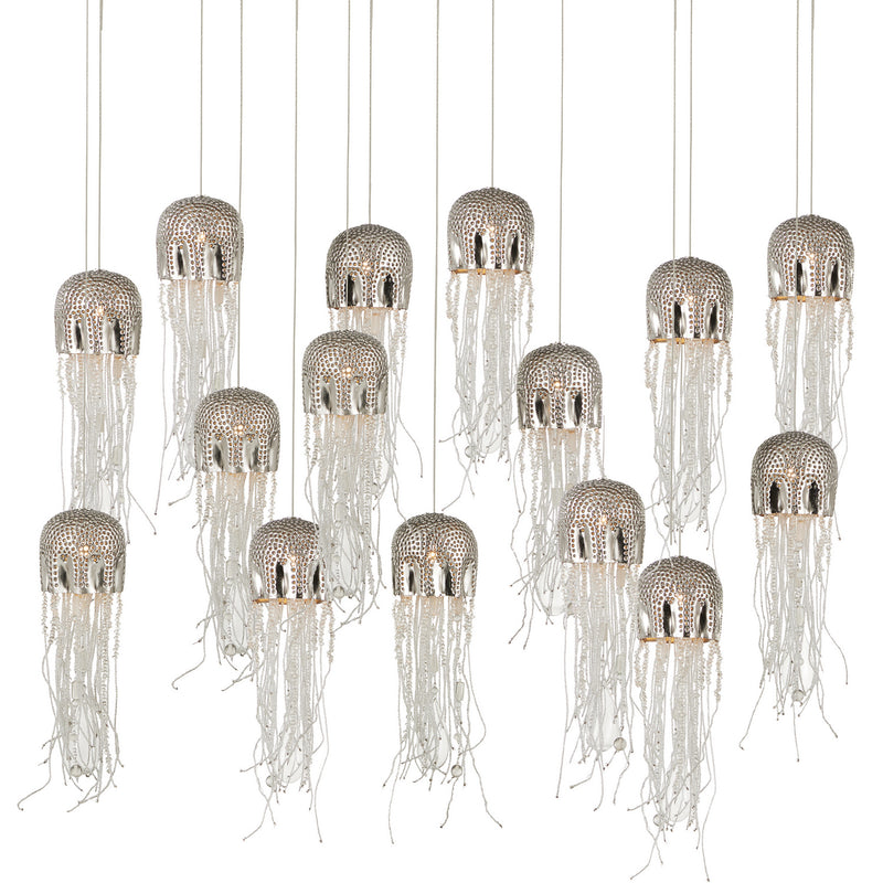 Currey and Company - 9000-1030 - 15 Light Pendant - Medusa Collection - Nickel