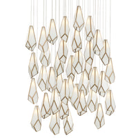 Currey and Company - 9000-1039 - 36 Light Pendant - Glace Collection - White/Antique Brass