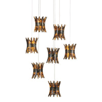 Currey and Company - 9000-1042 - Seven Light Pendant - Alsop Collection - Brown/Black/Natural