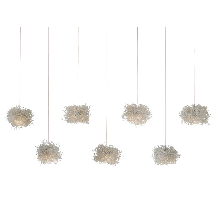 Currey and Company Seven Light Pendant from the Birds Nest collection in Clear/Silver finish