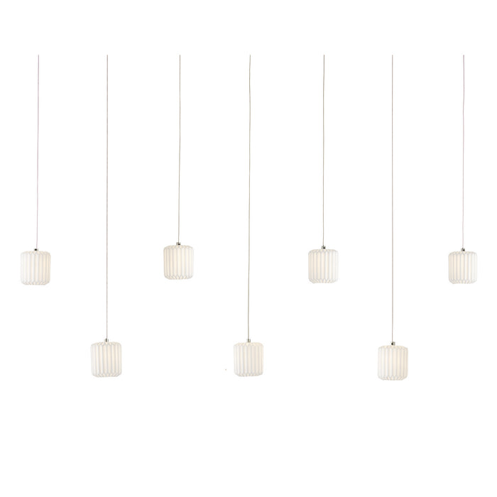 Currey and Company Seven Light Pendant from the Dove collection in White/Silver finish