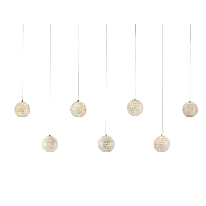 Currey and Company Seven Light Pendant from the Finhorn collection in Pearl/Silver finish
