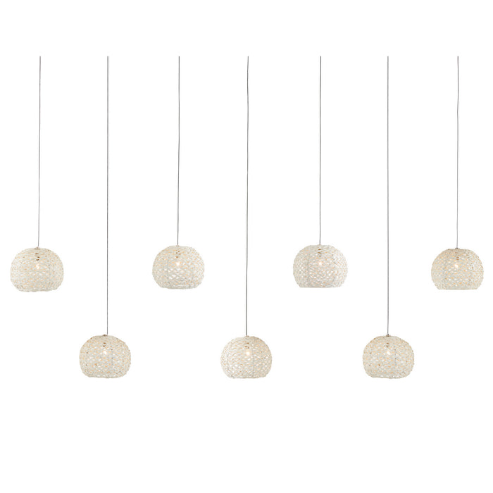 Currey and Company Seven Light Pendant from the Piero collection in Sugar White/Silver finish