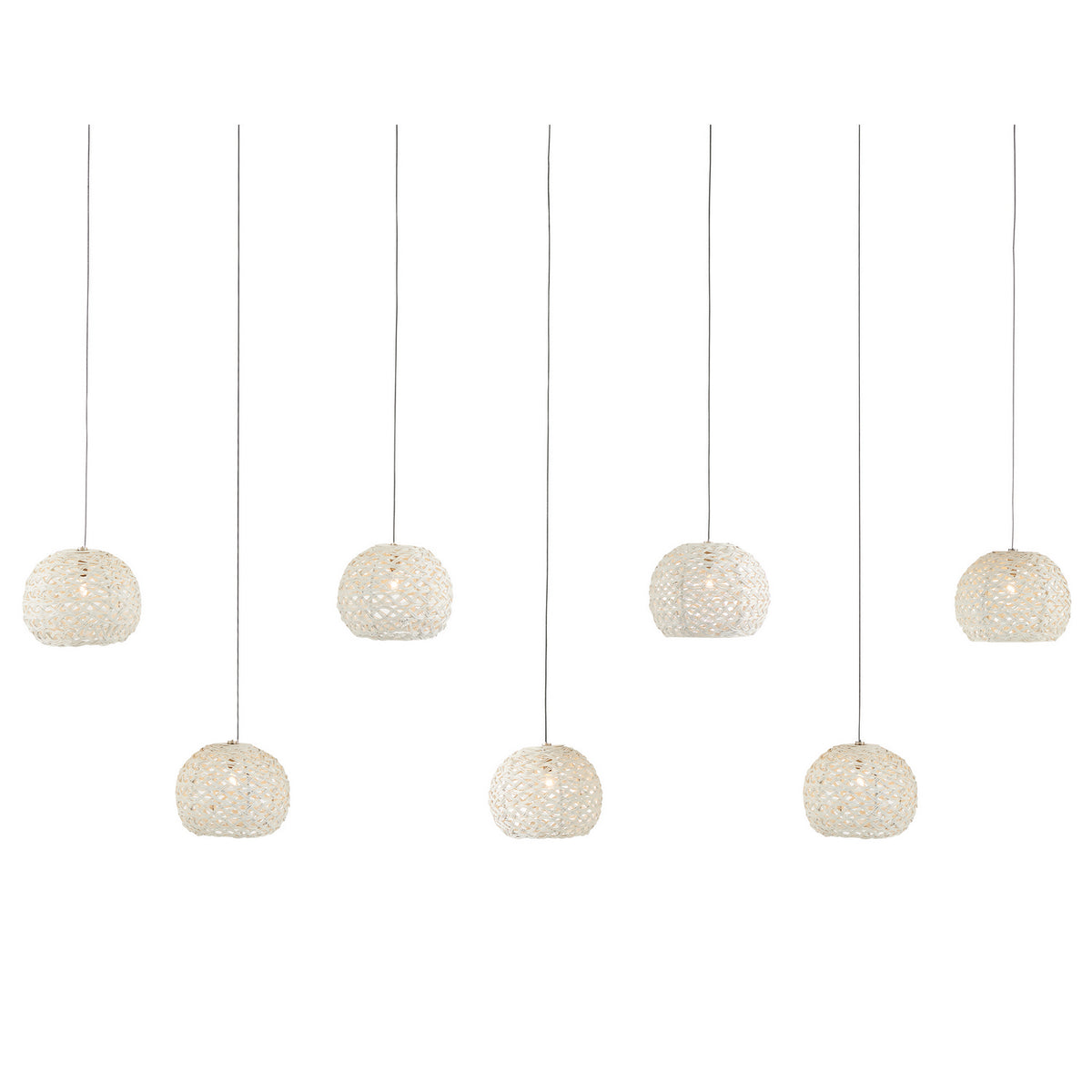 Currey and Company Seven Light Pendant from the Piero collection in Sugar White/Silver finish