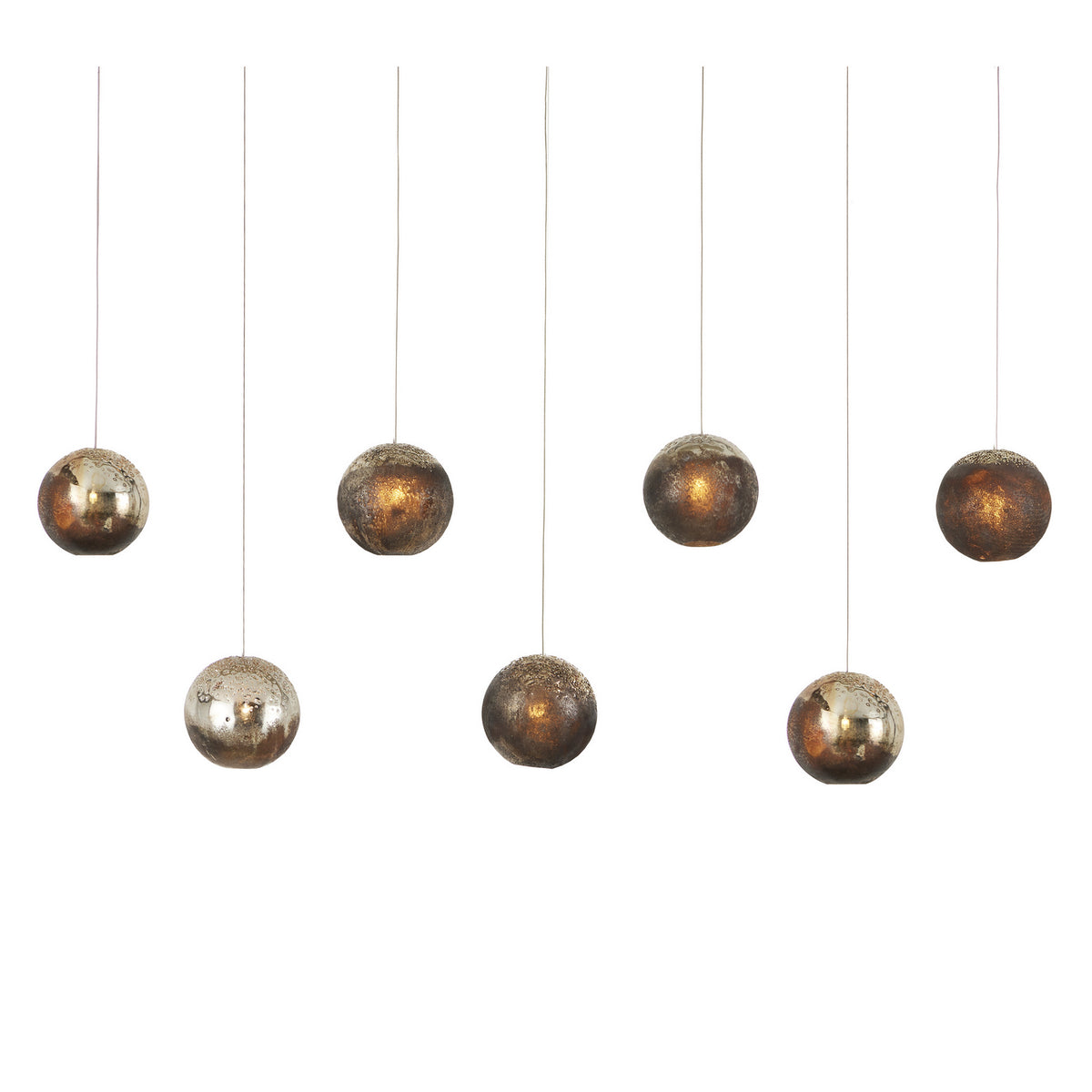 Currey and Company - 9000-1069 - Seven Light Pendant - Pathos Collection - Antique Silver/Antique Gold/Matte Charcoal