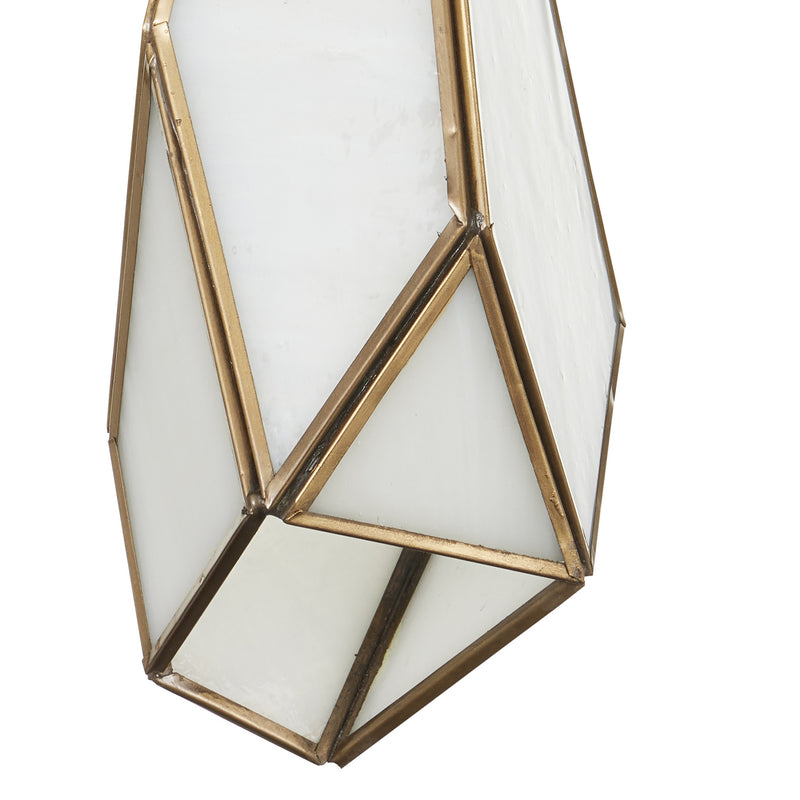 Currey and Company Seven Light Pendant from the Glace collection in White/Antique Brass/Silver finish