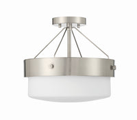Craftmade Two Light Flushmount from the Oak Street collection in Brushed Polished Nickel/Whiskey Barrel finish